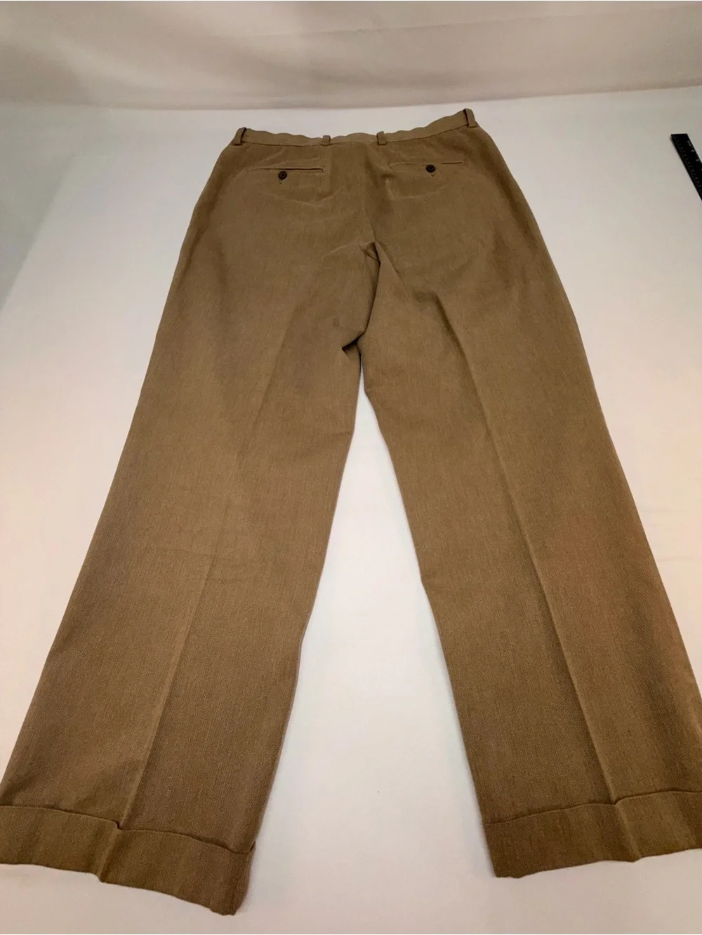 J.Crew Mens 36x32 Classic Fit Pants Brown Herringbone Pleated Cuffed 100% Cotton